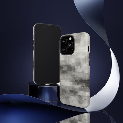 Abstract gray grid phone case for iPhone, tough protective cover with modern geometric design by Printify.