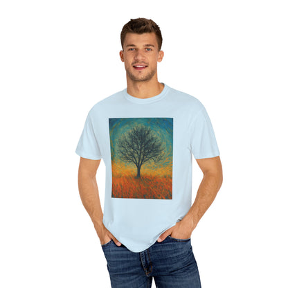 Nature-Themed Unisex Garment-Dyed T-Shirt - Tree Design, Bohemian Tee, Nature Lover Gift, Eco-Friendly Fashion, Casual Wear - TRV