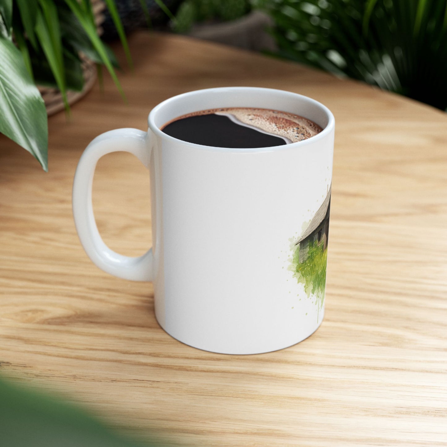 Rustic Cabin Ceramic Mug - Cozy Coffee Cup for Nature Lovers, Gift for Home, Farmhouse Decor, Tea Time, Camping Enthusiasts - TRV