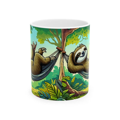 Sloth Lovers Ceramic Mug - Cute Jungle Coffee Cup, Gift for Nature Lovers, Relaxation Mug, Birthday Present, Unique Kitchenware