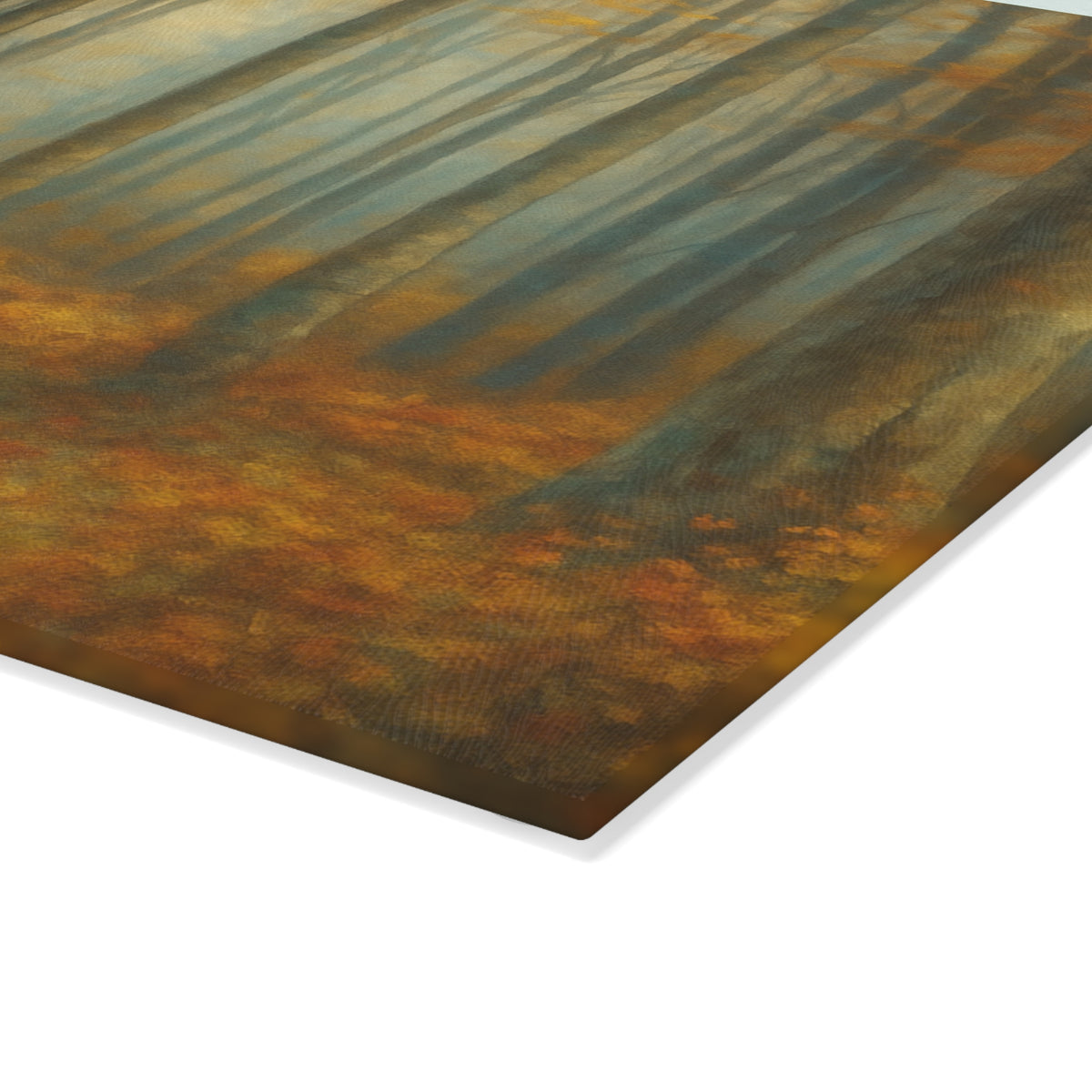 Autumn Woodland Misty Forest Glass Cutting Board - view 9