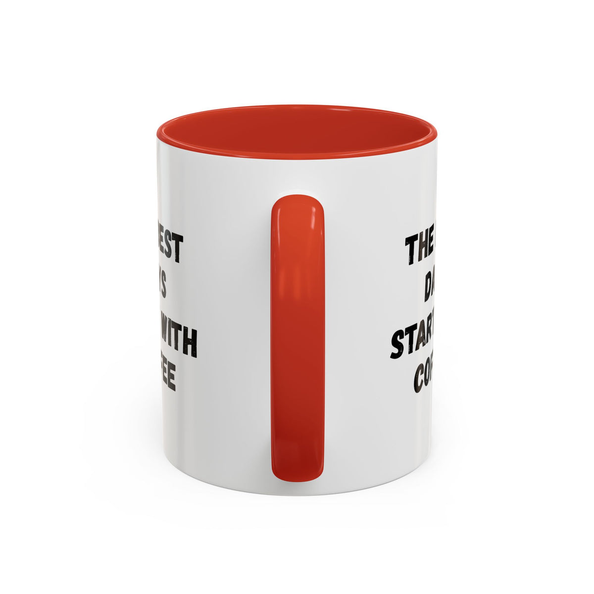 Ceramic coffee mug with "The Best Days Start With Coffee" quote, 11oz capacity, printed by Printify, white ceramic design