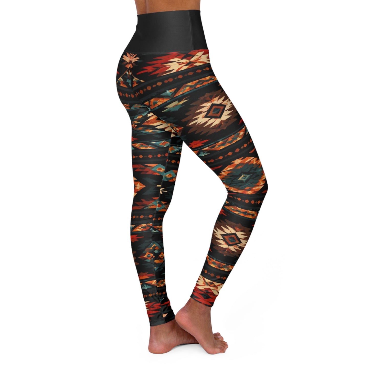 Southwestern Aztec Pattern High Waisted Leggings | Tribal Yoga Leggings