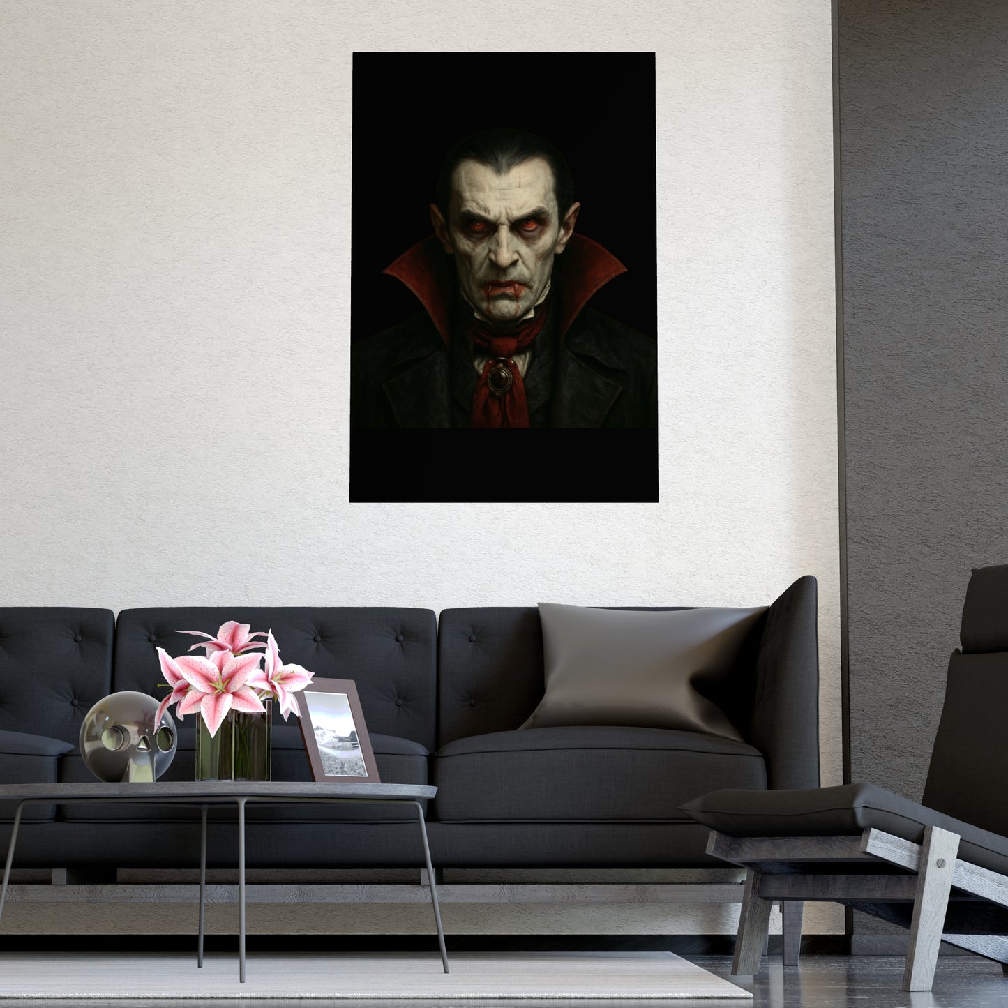Gothic Vampire Art Poster, Spooky Wall Decor, Horror Room Accent, Perfect for Halloween, Gothic Decor, Home Office Artwork - TRV