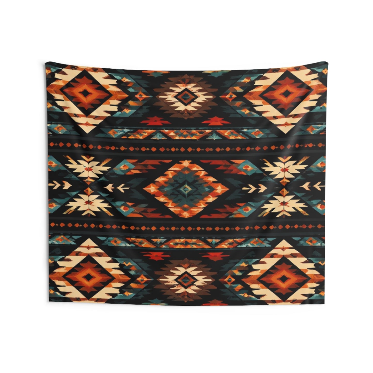 Southwestern Diamond Indoor Wall Tapestry — Boho Tribal Aztec Pattern