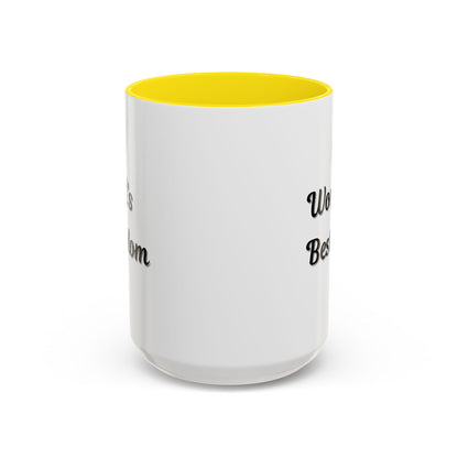 Black-trim ceramic mug with "World's Best Mom" accent design, perfect for Mother's Day, by Printify.