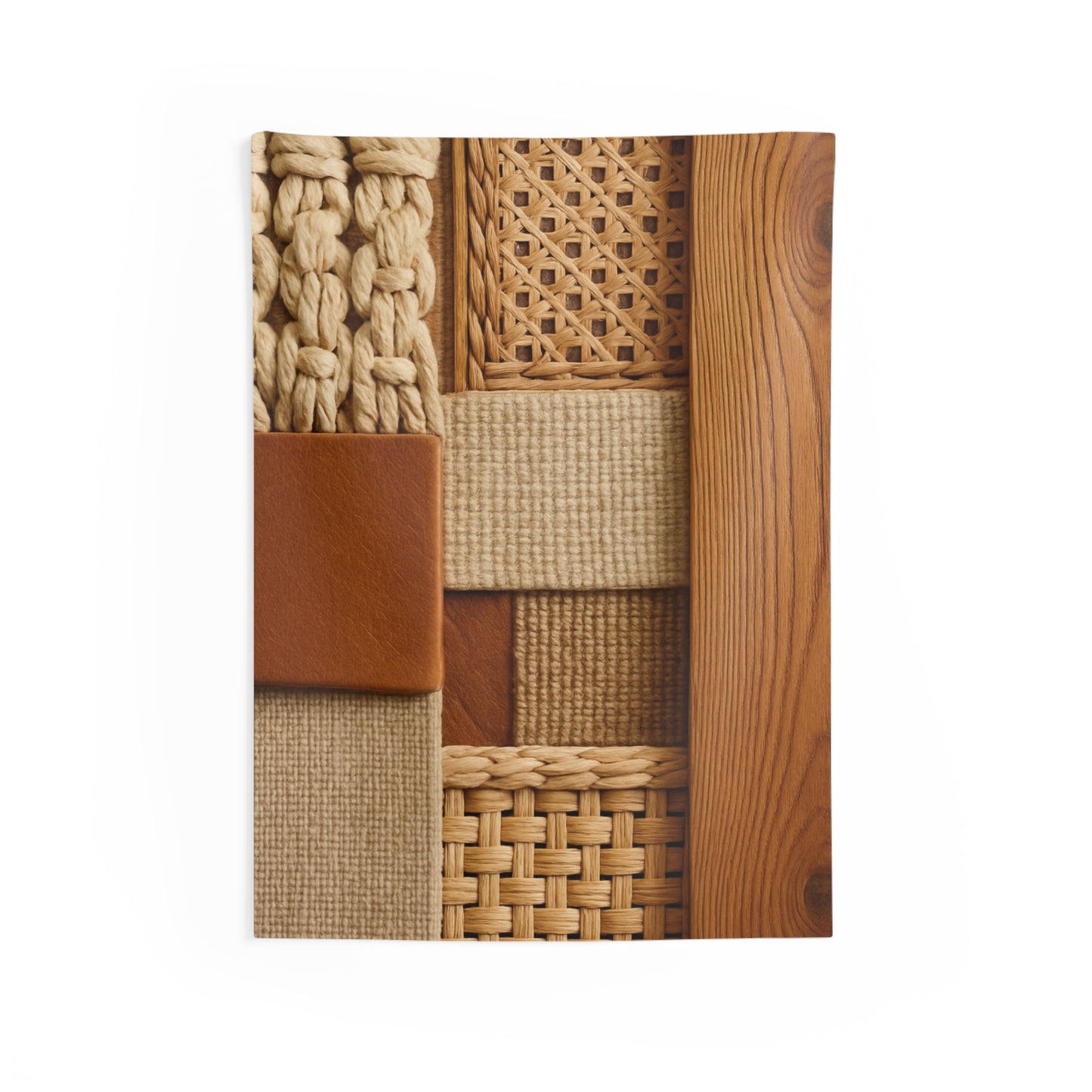 Woven Texture Wall Tapestry — Neutral Boho Patchwork Décor