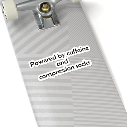 Powered by Caffeine and Compression Socks Sticker | Kiss-Cut Sticker