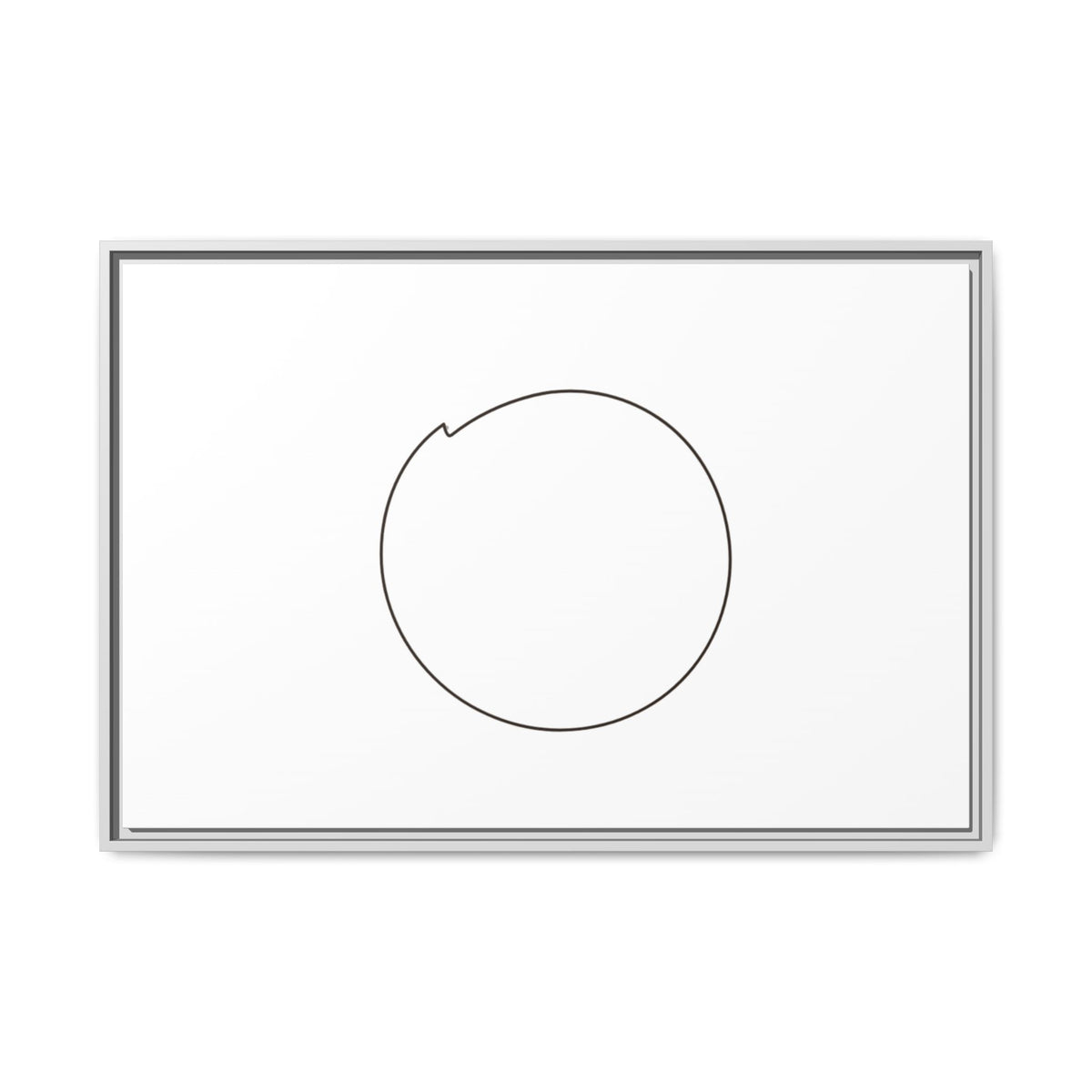 Framed matte canvas wall art featuring a minimal circular line design, printed by Printify, ideal for modern home decor.