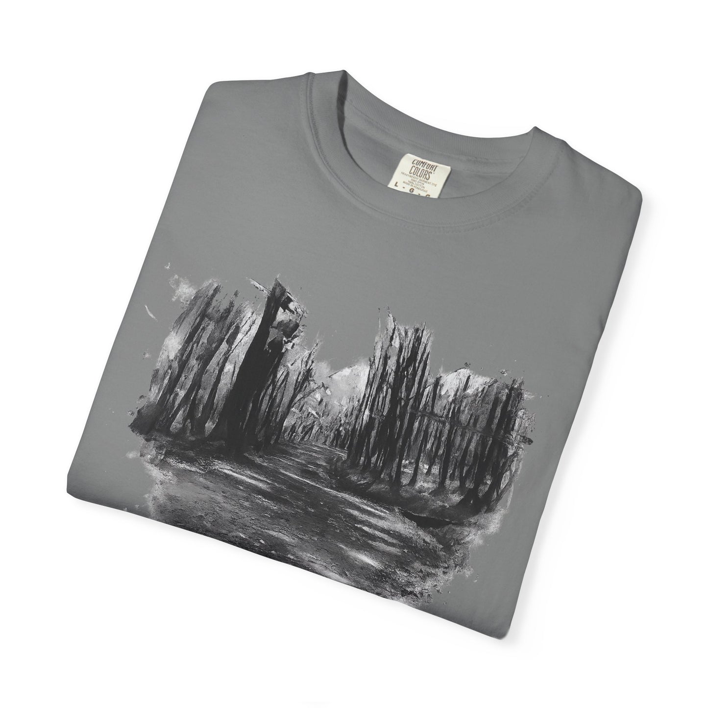 Artistic Forest Scene T-shirt | Nature Lover Gift, Outdoor Adventure Tee, Eco-Friendly Fashion, Vintage Inspired Clothing, Unisex Gift - TRV