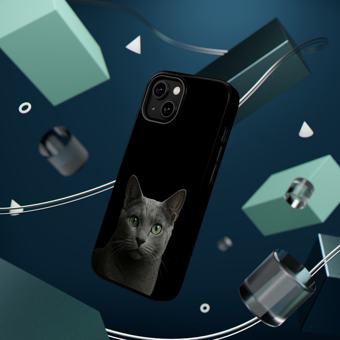 Russian Blue Cat Phone Case — Magnetic Impact-Resistant iPhone Cover