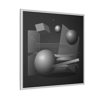 Monochrome Geometric Spheres Canvas Framed Wall Art | Matte Print