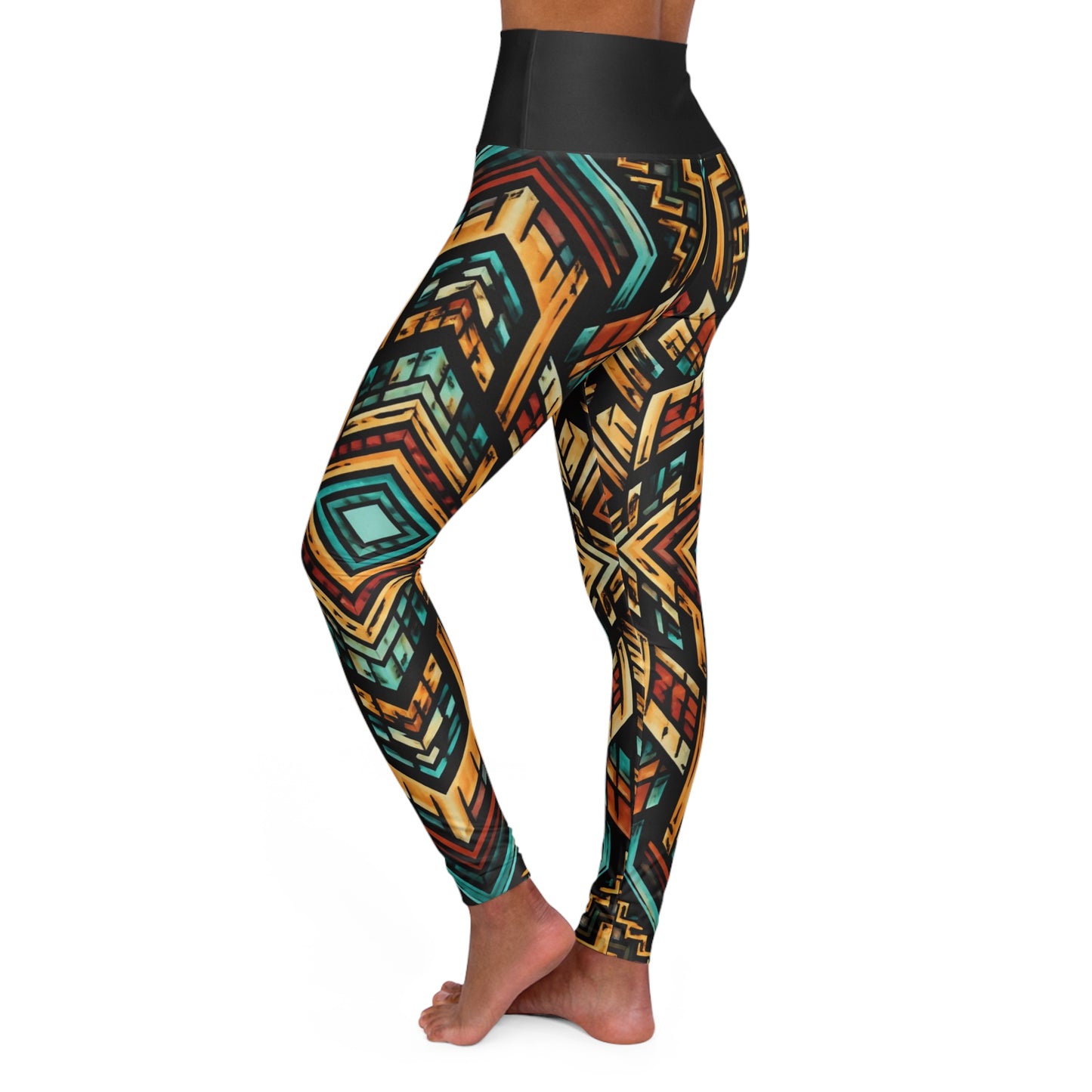 Abstract Geometric Starburst Leggings | High Waisted Yoga Leggings