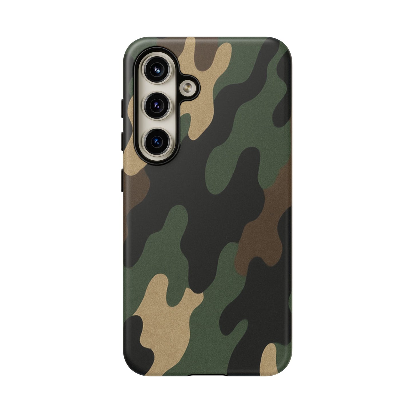 Military green camo tough phone case by Printify, rugged protective cover for smartphones with military-inspired camouflage design.