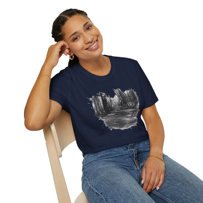 Minimalist Nature-Inspired Unisex Softstyle T-Shirt, Casual Wear, Everyday Style, Gift for Nature Lovers, Eco-Friendly Fashion