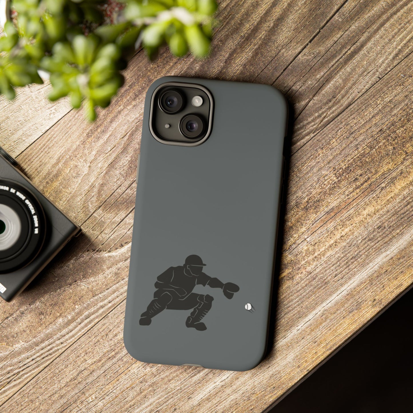 Printify baseball catcher phone case, durable protective cover with baseball glove and ball design for smartphones.