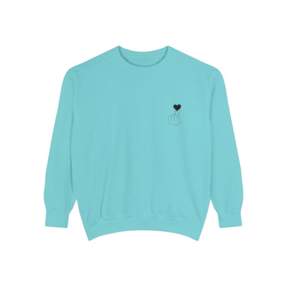 Unisex Garment-Dyed Sweatshirt with Heart Design - Cozy & Stylish