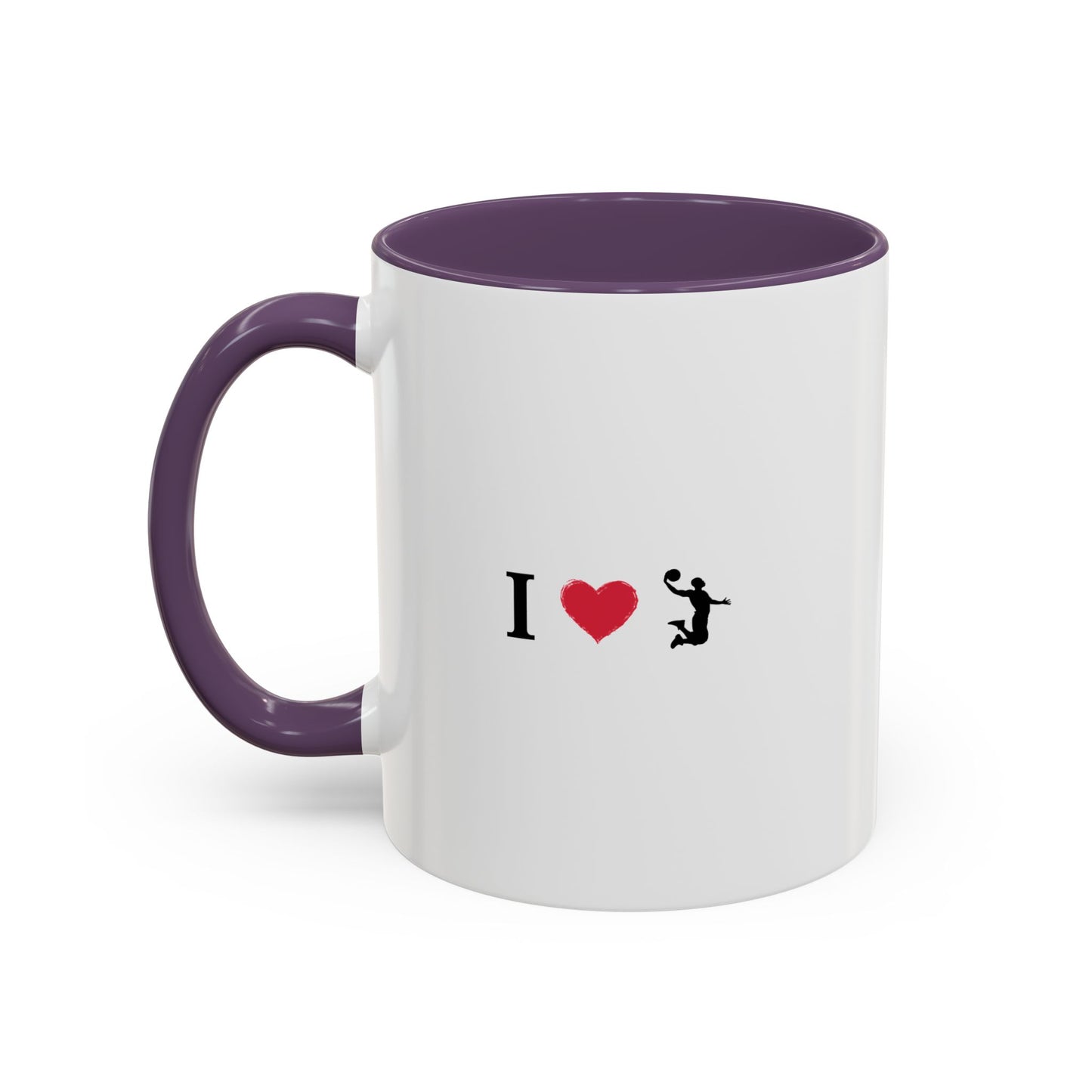 I Love Basketball Coffee Ceramic Mug, Cute Coffee Lover Gift, Personalized Mug for Fun, Black Accent Mug for Birthdays, Holidays, Office - TRV