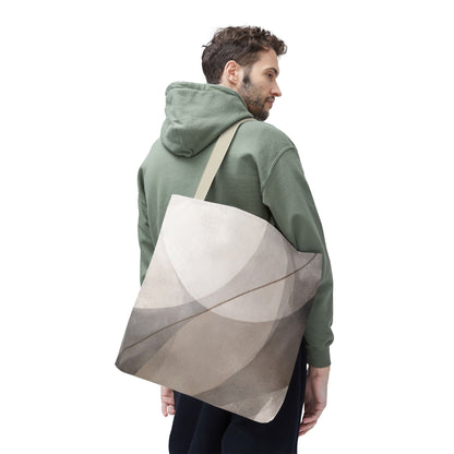 Neutral Abstract Watercolor Waves Tote Bag | All-Over Print