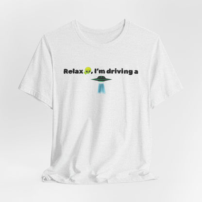 Alien Driving Unisex Tee - Fun Casual Shirt, Gifts for UFO Lovers, Quirky Humor T-Shirt, Perfect for Road Trips, Unique Birthday Present
