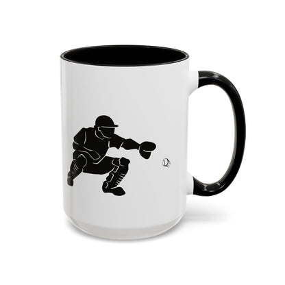 Baseball Catcher Coffee Mug, Sports Gift for Coaches, Black Accent Mug for Fans, Perfect for Birthdays & Celebrations, Unique Cup - TRV