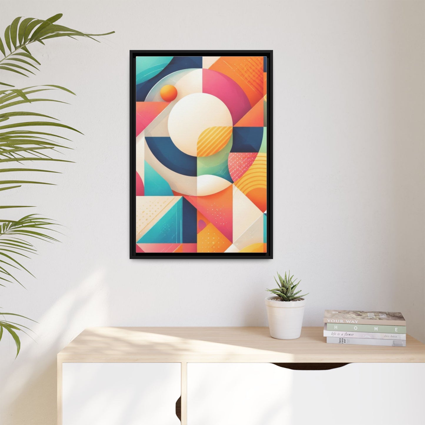Colorful Geometric Abstract Art Matte Canvas Framed