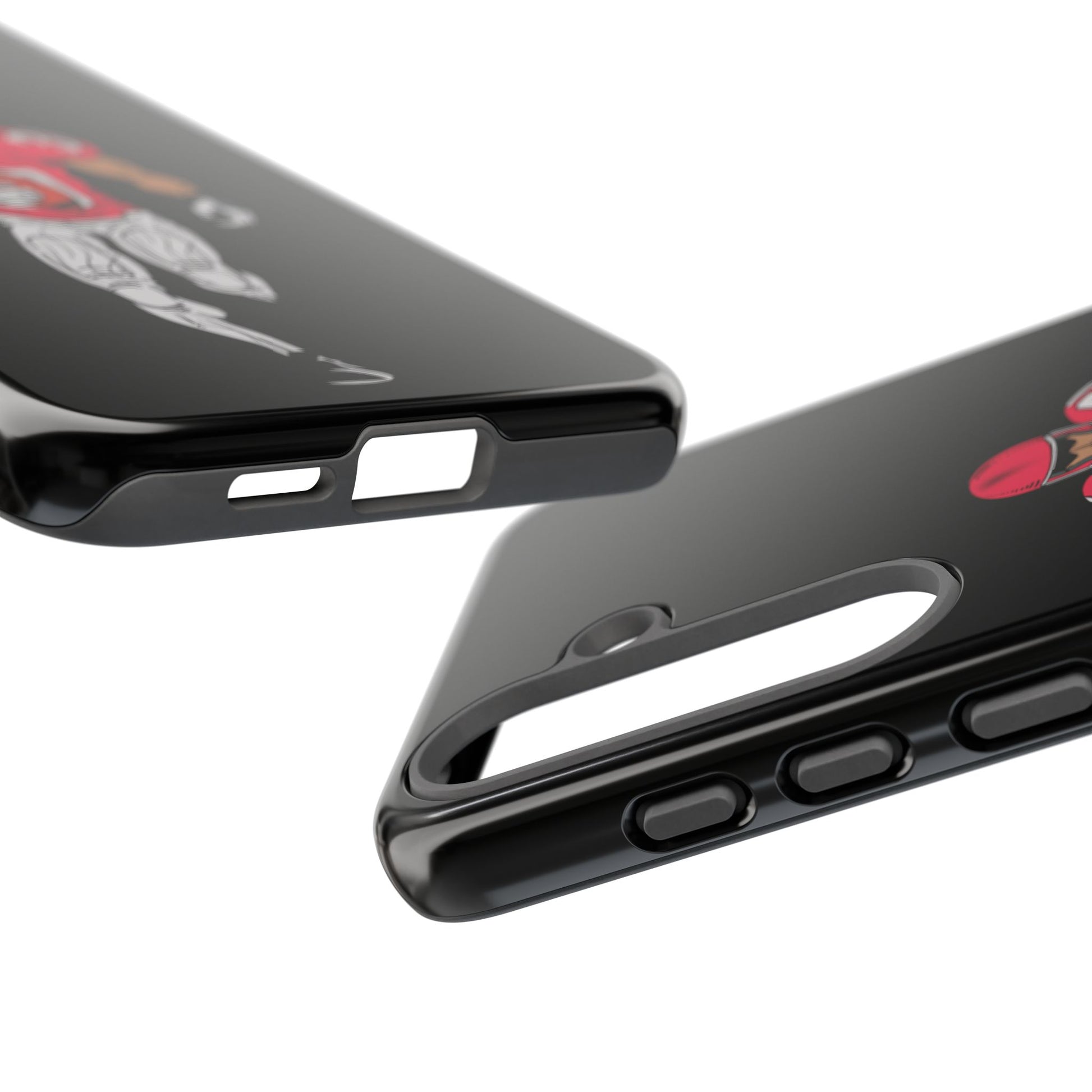 Black football player tough phone case for iPhone, protective sports-themed design by Printify, durable and stylish.