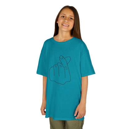 Cute Kids Heavy Cotton Tee - K-Pop Inspired Love Gesture