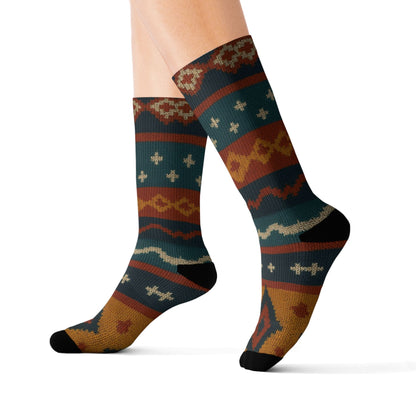 Southwestern Aztec Pattern Socks | Tribal Geometric Printed Socks