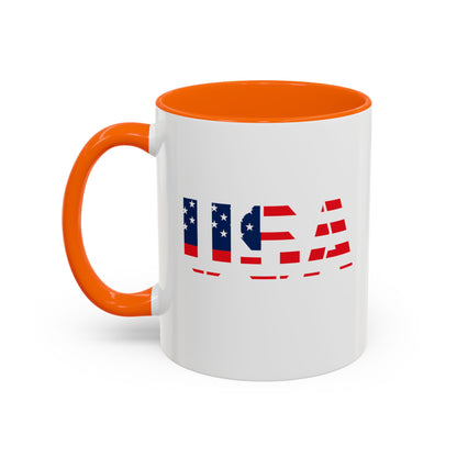 USA Flag Accent Coffee Mug — Patriotic 11/15oz Ceramic Coffee Cup