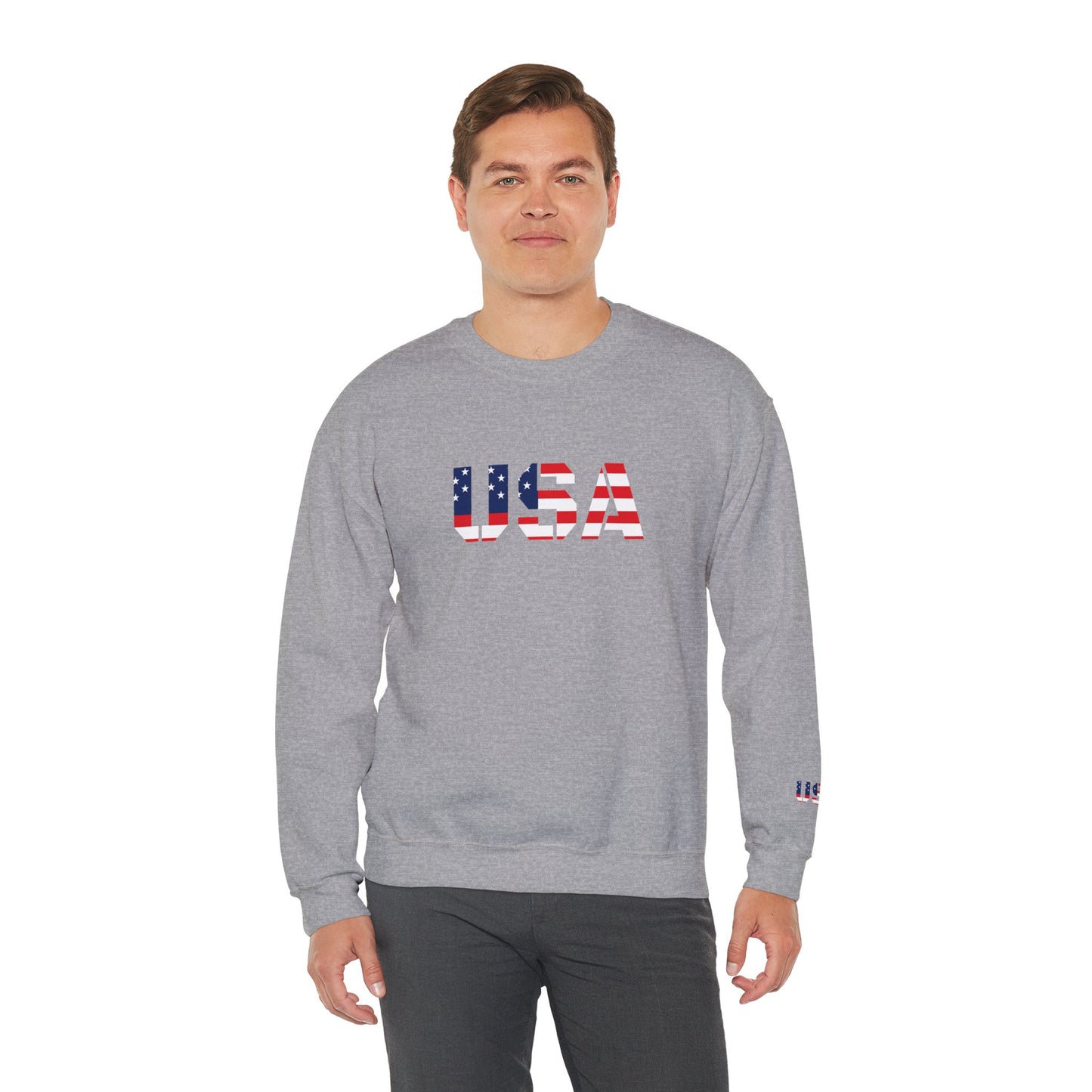 USA Flag Unisex Crewneck Sweatshirt, Cozy Apparel, Casual Wear, Independence Day Gift, Americana Style