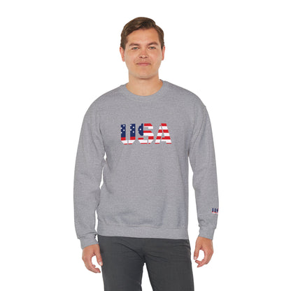 USA Flag Unisex Crewneck Sweatshirt, Cozy Apparel, Casual Wear, Independence Day Gift, Americana Style