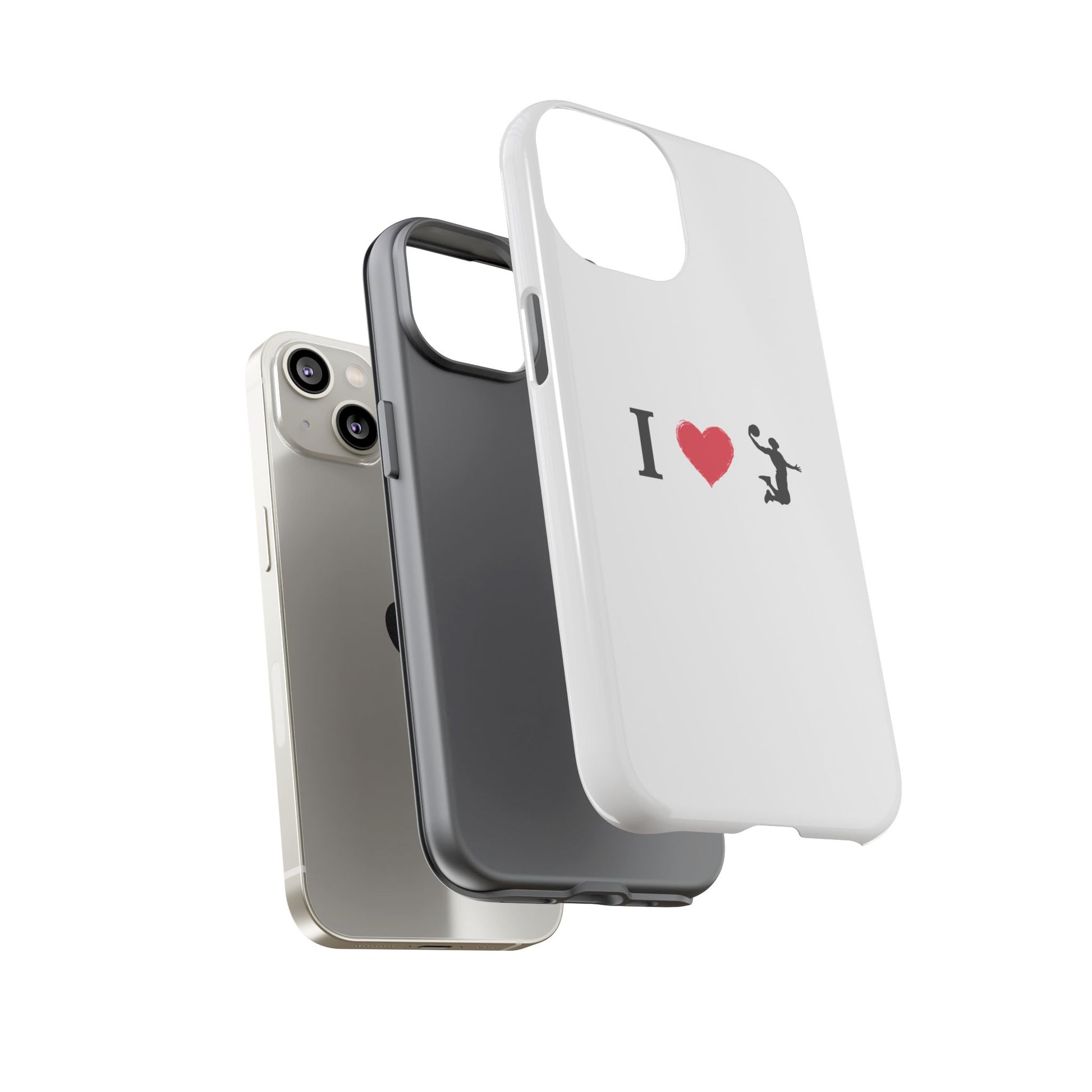 I Love Basketball Phone Case, Sporty Cell Cover, Basketball Gift for Players, Tough Cases, Love for Sports Accessories - TRV