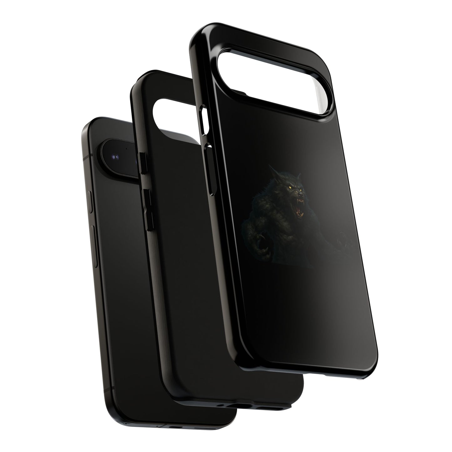 Werewolf phone case with dark monster graphic, tough protective design for smartphones, by Printify.