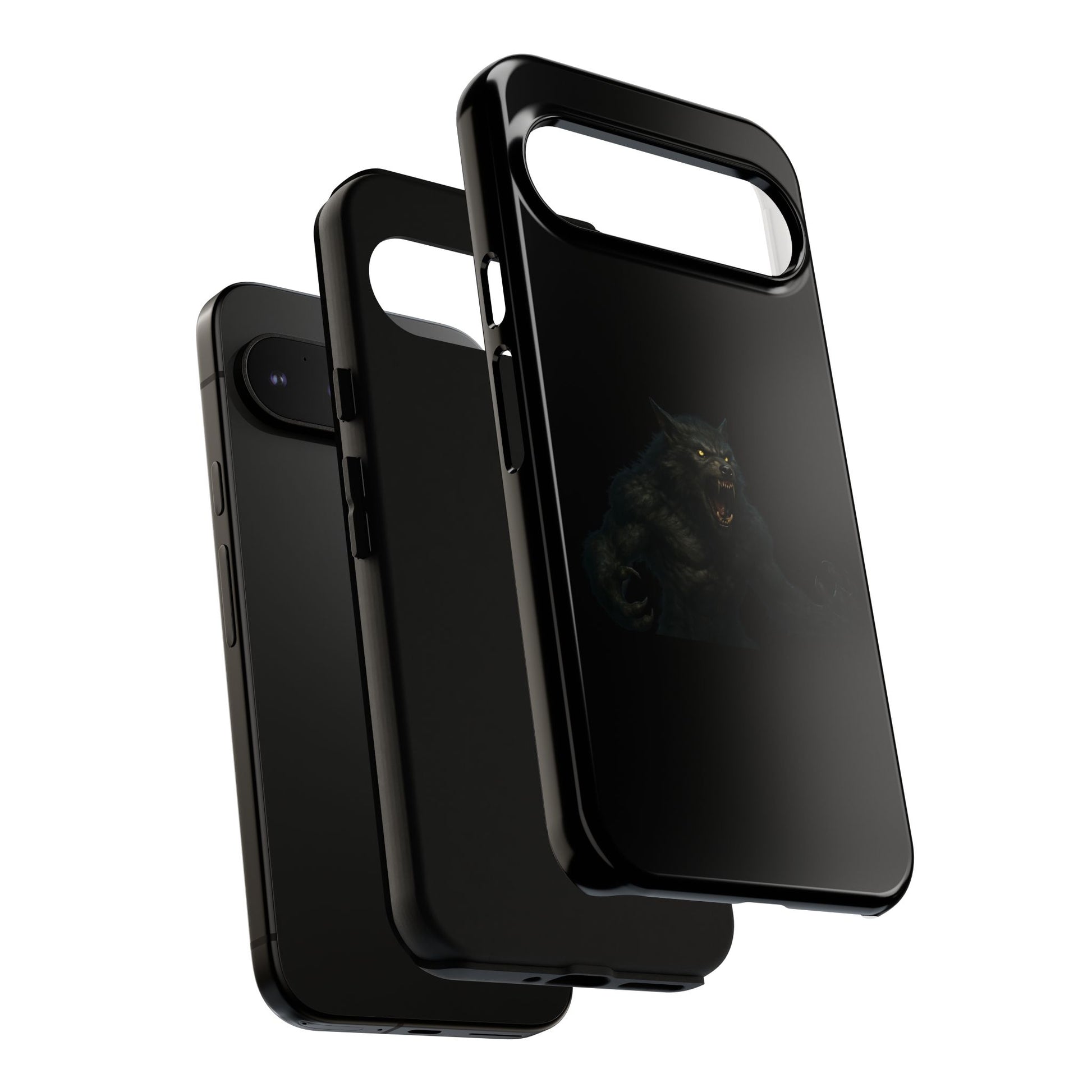 Werewolf phone case with dark monster graphic, tough protective design for smartphones, by Printify.