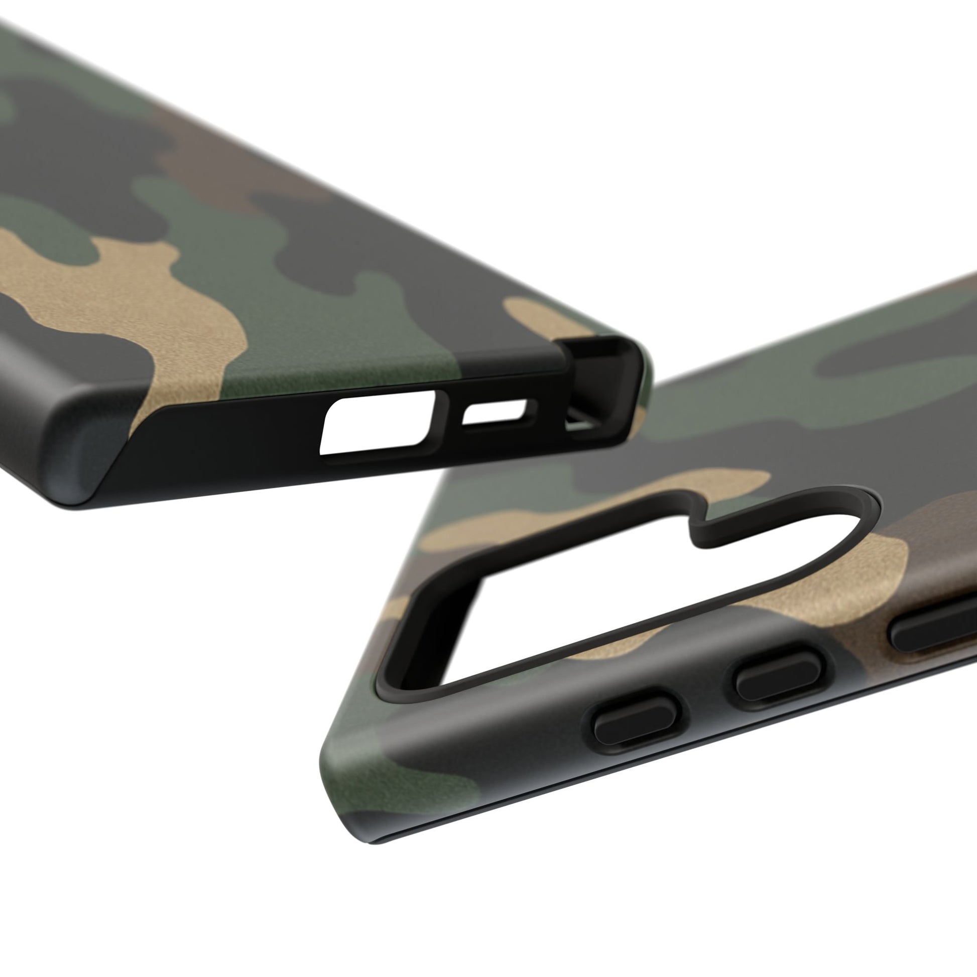 Rugged military green camouflage phone case by Printify, durable protective cover for smartphone with tough, rugged design.