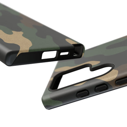 Rugged military green camouflage phone case by Printify, durable protective cover for smartphone with tough, rugged design.