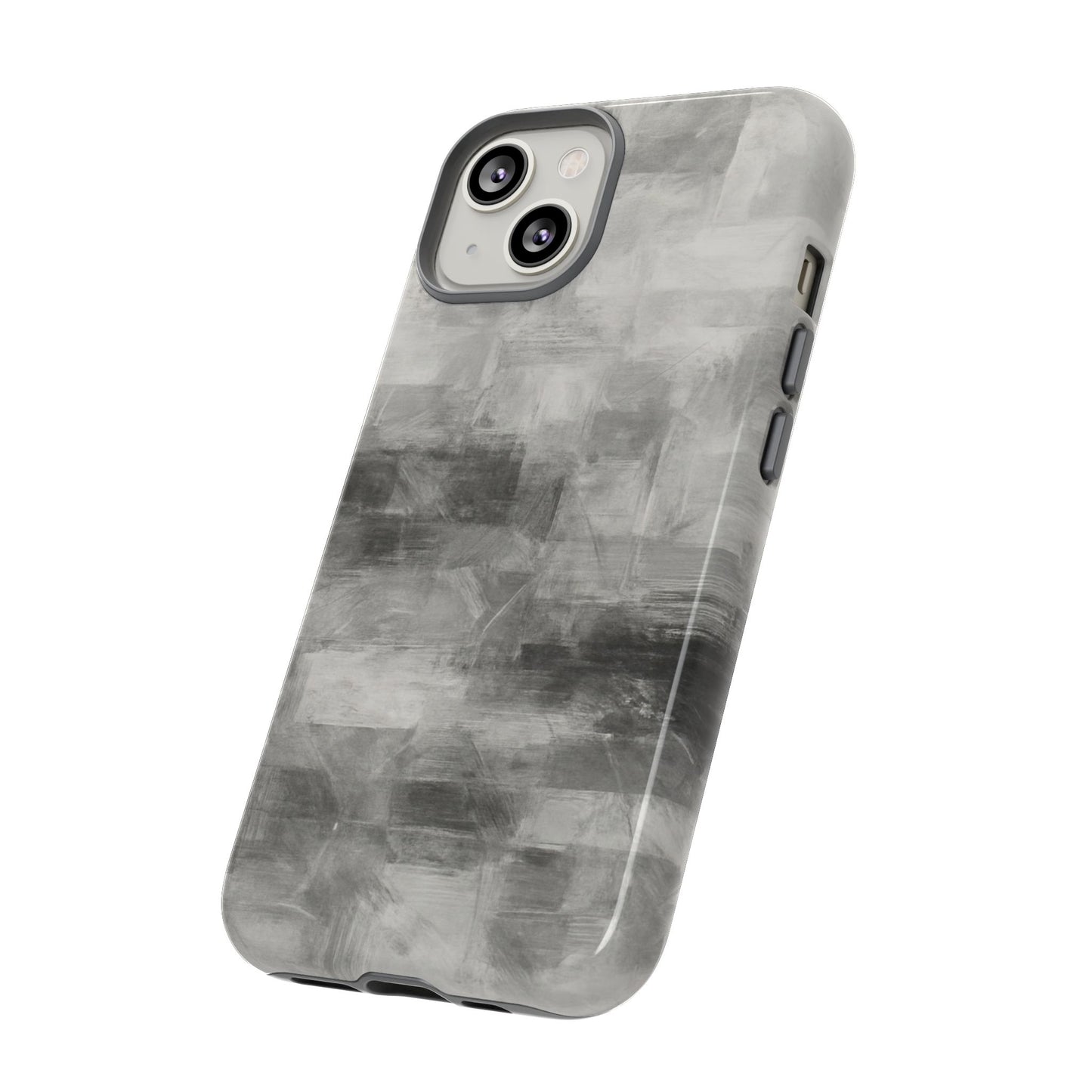 Abstract gray grid phone case for iPhone, tough protective cover with modern geometric design by Printify.