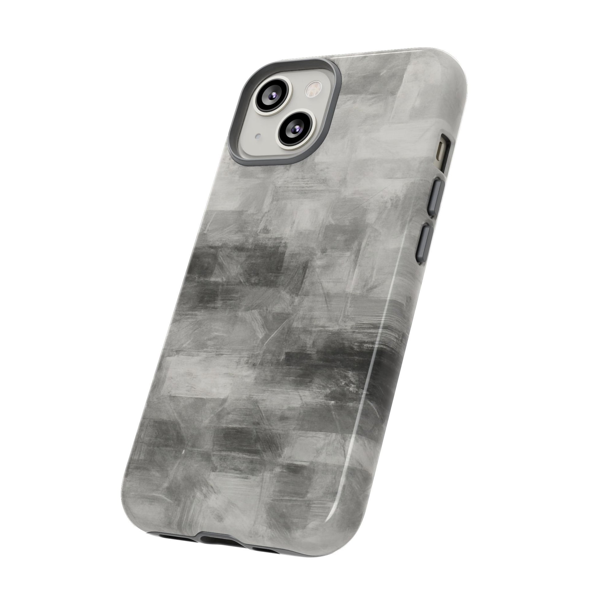 Abstract gray grid phone case for iPhone, tough protective cover with modern geometric design by Printify.