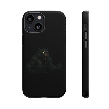 Dark werewolf graphic phone case from Printify, rugged protective case featuring a fierce monster design for smartphones.