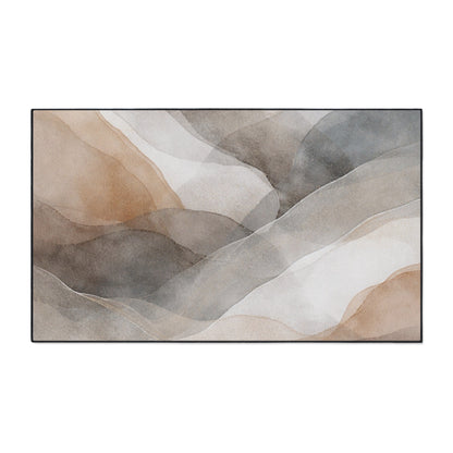Neutral Watercolor Landscape Heavy Duty Floor Mat | Abstract Earth Tones Rug
