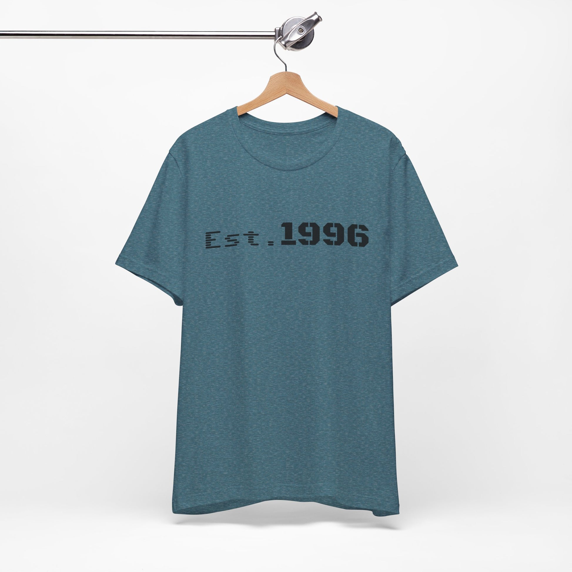 White vintage T-shirt with "Est. 1996" print, perfect for birthday gifts, by Printify, featuring a classic casual style.