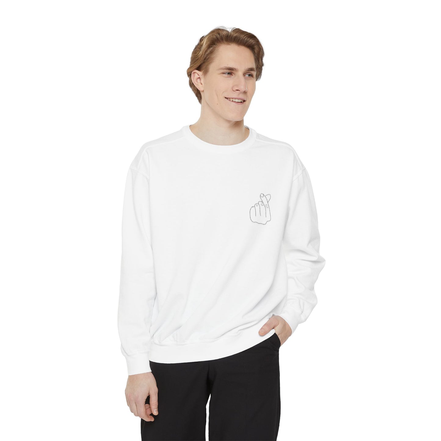 Minimalist Unisex Sweatshirt with Hand Design - Cozy & Stylish