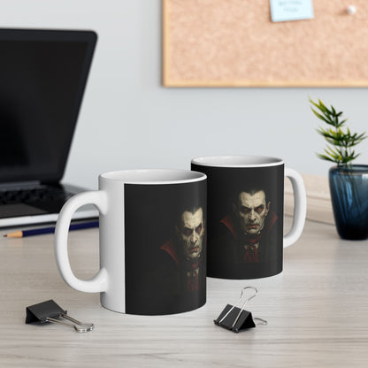 Gothic Dracula Vampire Ceramic Mug, Perfect for Halloween, Spooky Gifts, Coffee Lovers, Home Decor, 11oz & 15oz Sizes - TRV