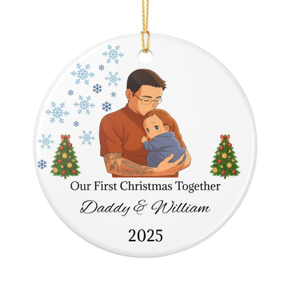 Daddy and Baby Personalized Ceramic Ornaments, Our First Christmas Together | 2025 Keepsake Gift, Holiday Decor, Tree Decoration, Family - TRV