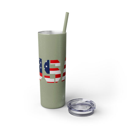 Skinny Tumbler — USA Flag 20oz Straw Tumbler (Patriotic Travel Cup)