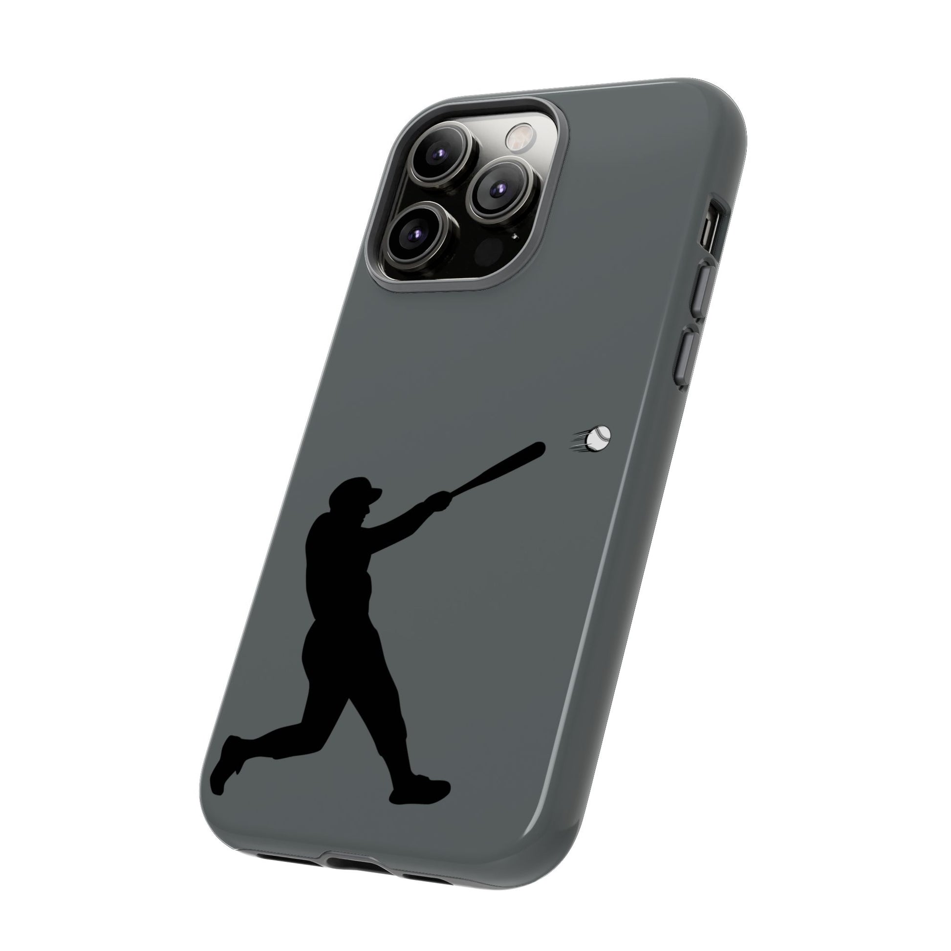 Printify baseball batter phone case, tough protective smartphone cover featuring a baseball player design for fans.
