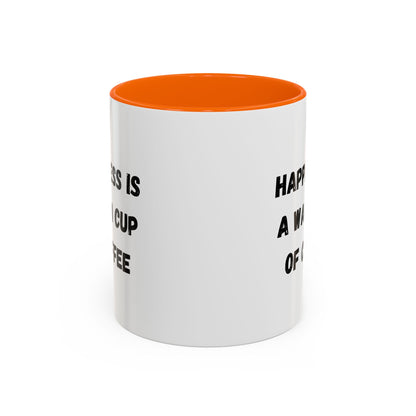 Coffee Mug — “Happiness Is A Warm Cup Of Coffee” Accent Ceramic Mug (11/15 oz)