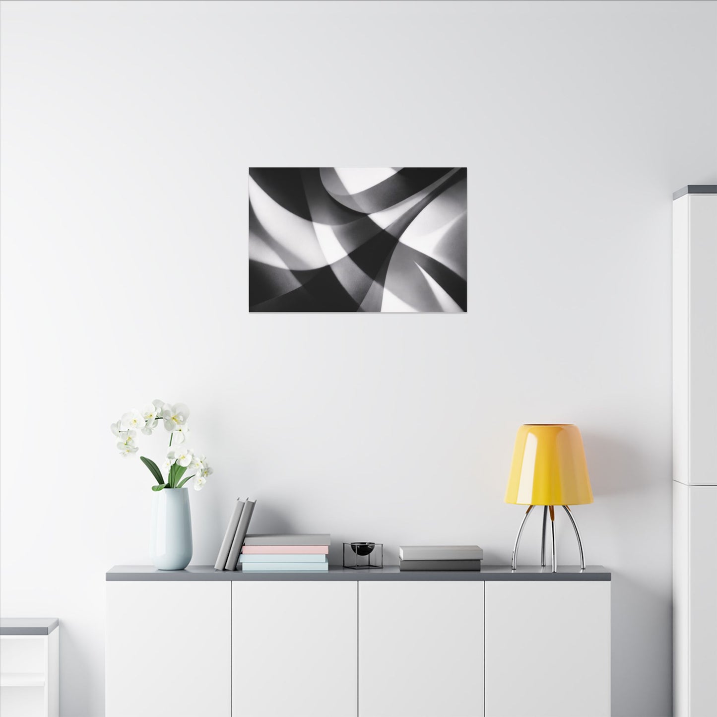 Abstract Black and White Swirl Matte Canvas