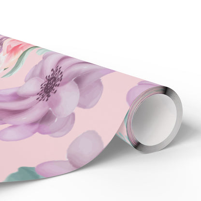 Floral Pink Wrapping Paper Roll — Pastel Peony Gift Wrap for Mother's Day & Birthdays